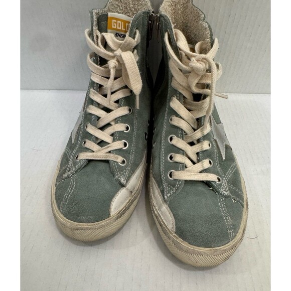 GGDB Golden Goose Francy High Top Military Green Suede Sneakers Size EU 37 US 7 - Picture 8 of 11